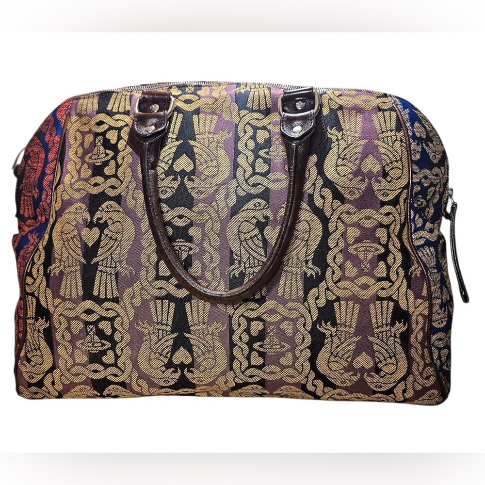 Rare Vivienne Westwood Cloth Large Weekender Bag with leather accents with COA!! - Picture 2 of 14